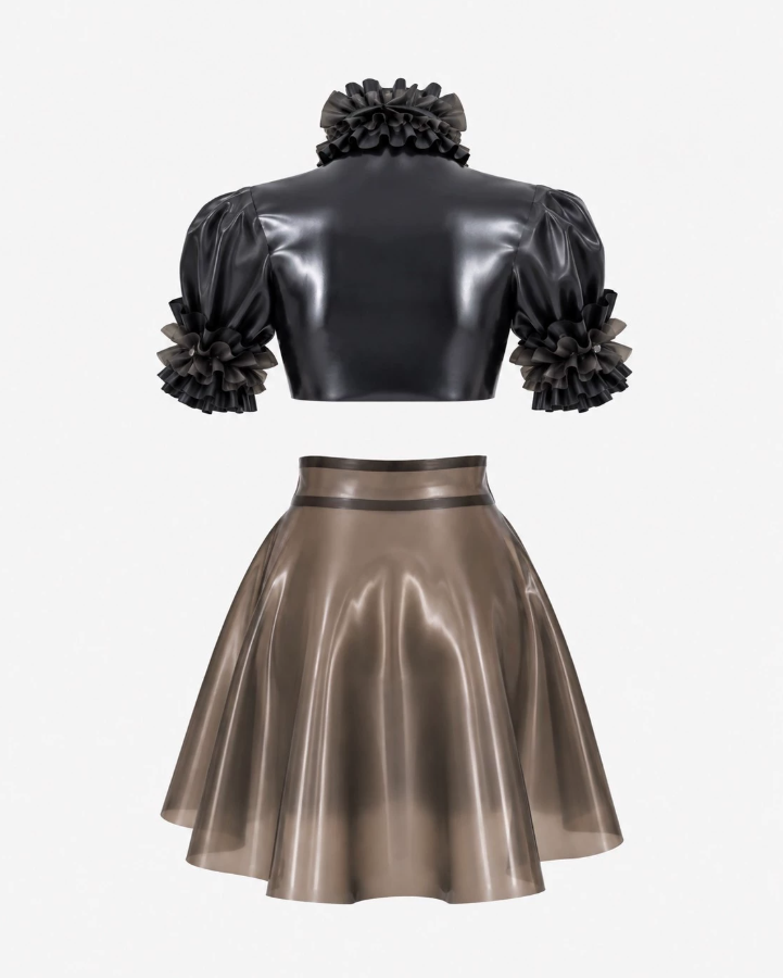 0.4 mm Latex Maid-Inspired Top & Skirt Set | Custom Color