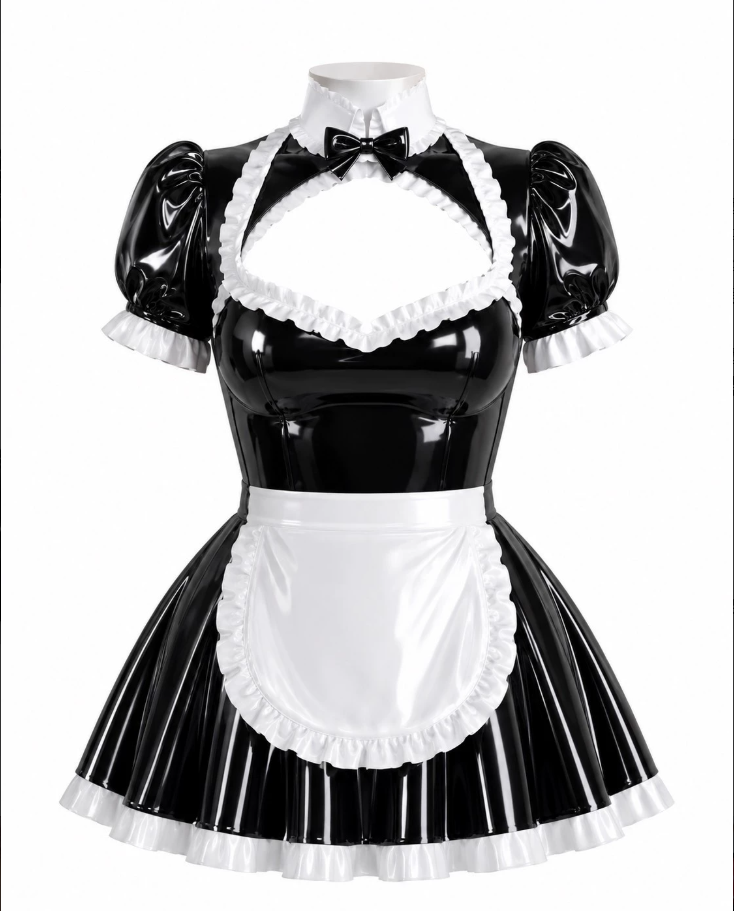 Black & White Latex Maid Dress